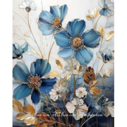 Pictura pe numere - Flori cu petale albastre