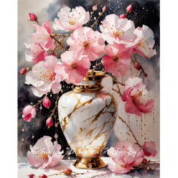 Pictura pe numere - Azalia in vaza de ceramica