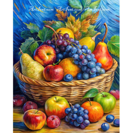 Pictura pe numere - Cadourile toamnei - Cos cu fructe