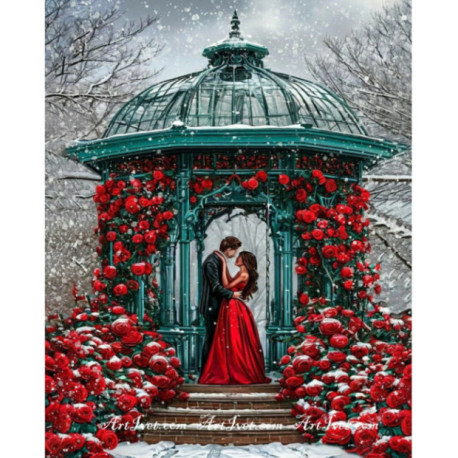 Pictura pe numere - Intalnire sub pergola cu trandafiri