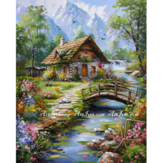 Pictura pe numere - Casa de basm de pe malul raului