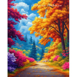 Pictura pe numere - Copaci pictati cu pensula