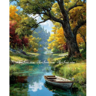 Pictura pe numere - Tei la malul raului