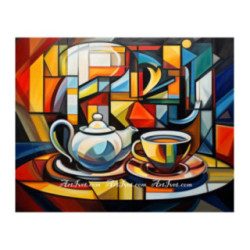 Pictura pe numere - Servirea ceaiului in stil abstract