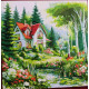 Pictura pe numere - Casa Mariei, inconjurata de lac si flori minunate 40х40 cm