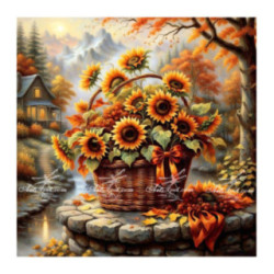 Pictura pe numere - Cosulet plin cu floarea soarelui 40х40 сm