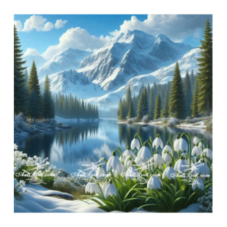 Pictura pe numere - Ghiocei de munte 40х40 сm