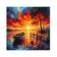 Pictura pe numere - Apus de soare aprins deasupra portului pentru barci 40х40 сm