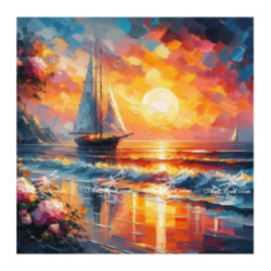 Pictura pe numere - Vaporul se indreapta spre apus 40х40 см