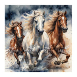 Pictura pe numere - Cai liberi si zbuciumati 40х40 сm