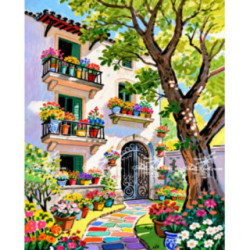 Pictura pe numere - La casa cu flori frumoase 40х50сm