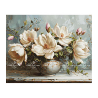 Pictura pe numere - Magnolia alba in vaza 40х50сm
