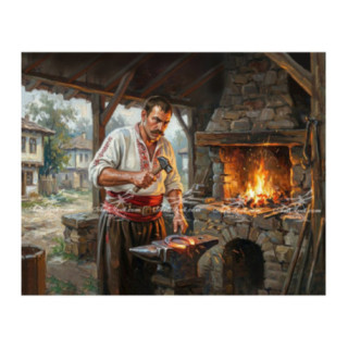 Pictura pe numere - Fierarie in vechiul Troyan 40х50сm