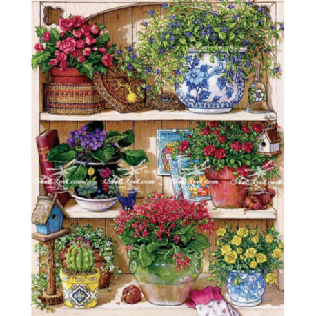 Pictura pe numere - Raftul cu flori frumoase 40х50сm