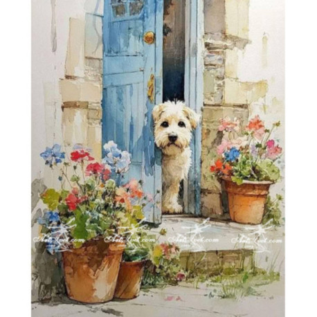 Pictura pe numere - Max asteapta la usa 40х50сm