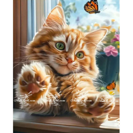 Pictura pe numere - Pisica cu labute moi 40х50сm