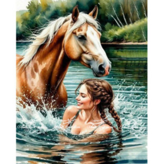 Pictura pe numere - Racoare in apele lacului 40х50сm