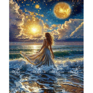 Pictura pe numere - Nascuta din spuma marii si scantei de stele 40х50сm