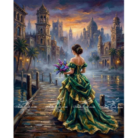 Pictura pe numere - Bal in verde smarald 40х50сm