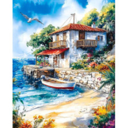 Pictura pe numere - Casa cu barca pe valuri 40х50сm