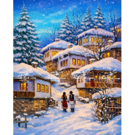 Pictura pe numere - Intalnire pe strazile inzepezite 40х50сm