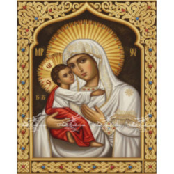 Pictura pe numere - Fecioara Maria si Pruncul cu rama incrustata -Varianta 2 - 40х50сm