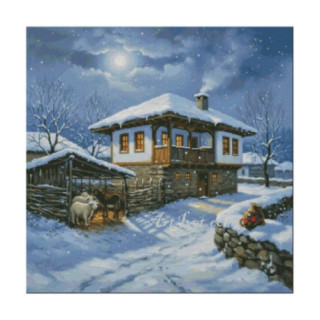 Set Goblen - O seara de iarna deasupra satului