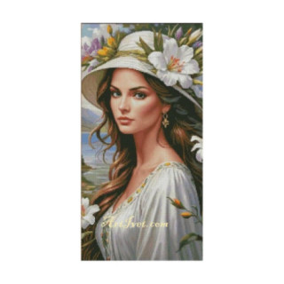 Set Goblen - Fata cu flori albe la palarie