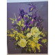 Pictura pe numere - Buchet de flori in violet si galben 50x40cm