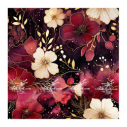 Pictura pe numere - Flori de cerneala in rosu inchis 40х40 сm