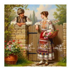 Pictura pe numere - Maria si Ion la poarta 40x40cm