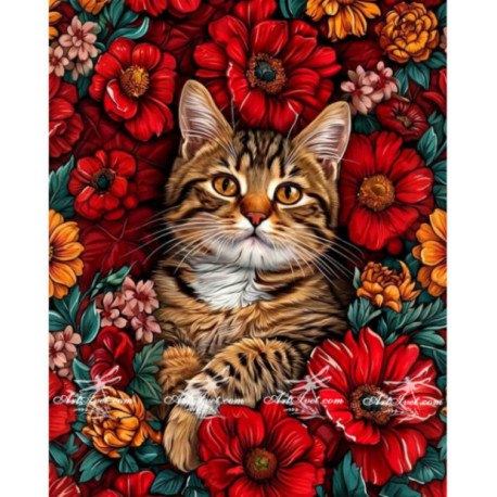 Pictura pe numere - Ascunsa printre flori 40х50сm