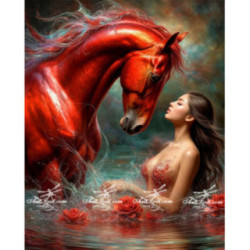 Pictura pe numere - Scarlet si calul rosu 40х50сm