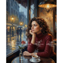 Pictura pe numere - O zi ploioasa la cafenea 40х50сm