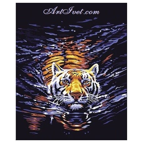 Pictura pe numere - Tigrul in apa