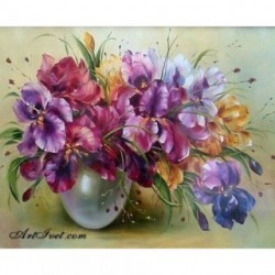Pictura pe numere - Vaza cu flori gingase violet