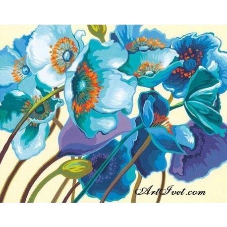 Pictura pe numere - Flori albastre