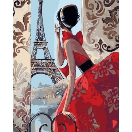 Pictura pe numere – Secretele Parisului si doamna cu rochia rosie